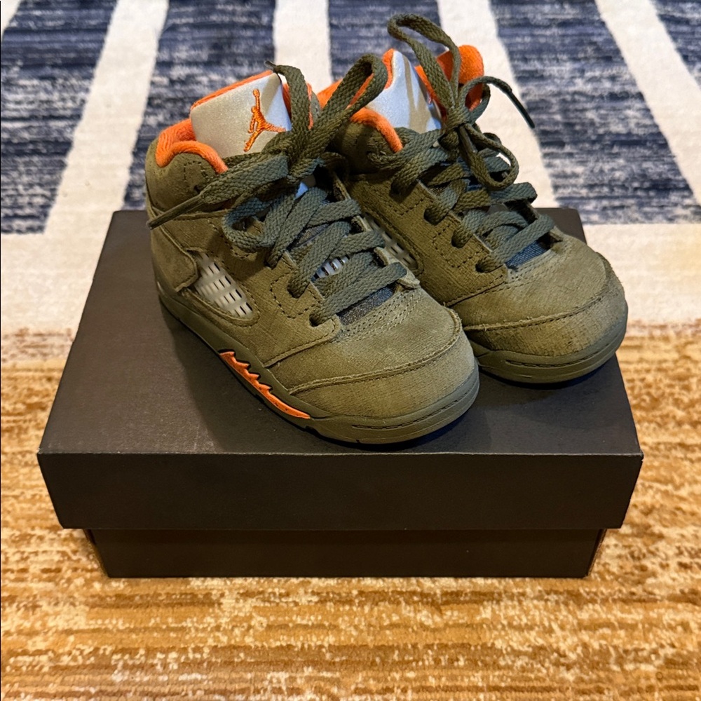 Jordan Kids Olive and Orange Sneakers
